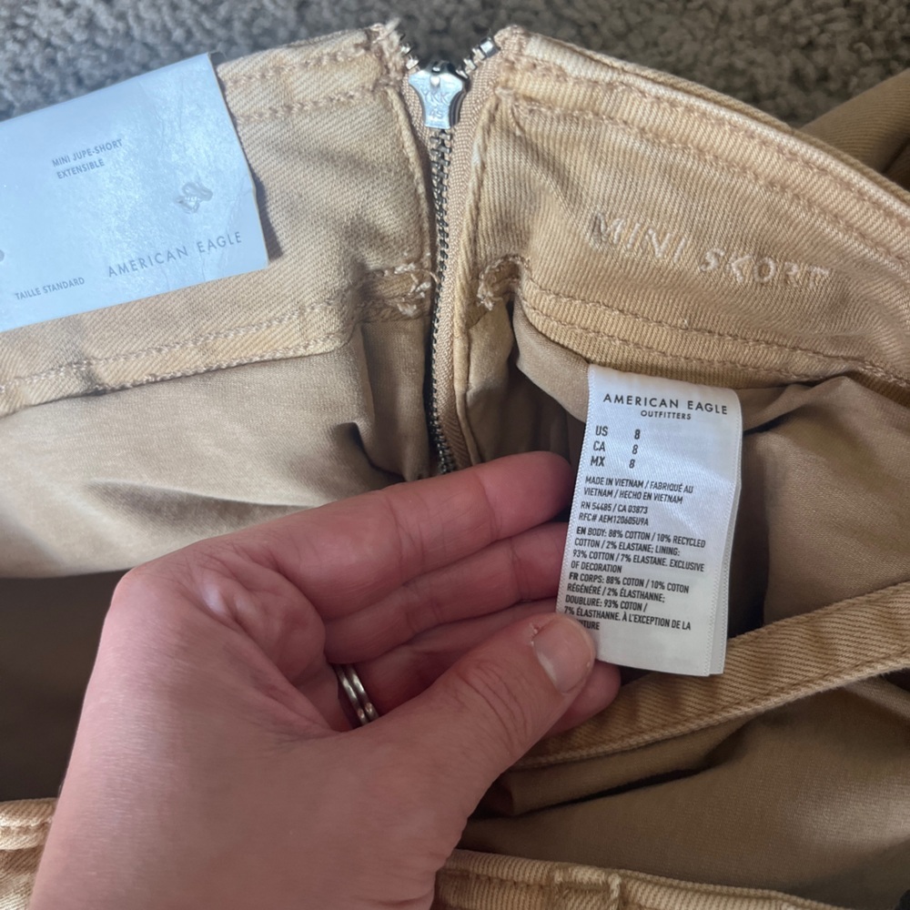 NWT AMERICAN EAGLE Brown/ Khaki Stretch Mid-rise Pleated Mini Skort Women’s US 8 - Picture 10 of 11